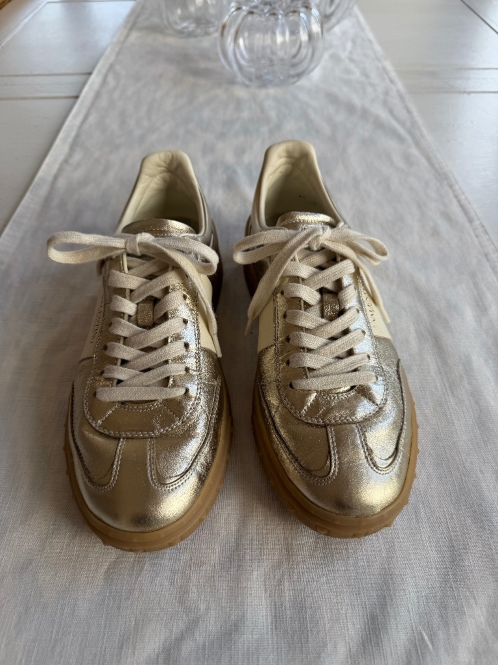 Valentino gold leather sneakers, size 39